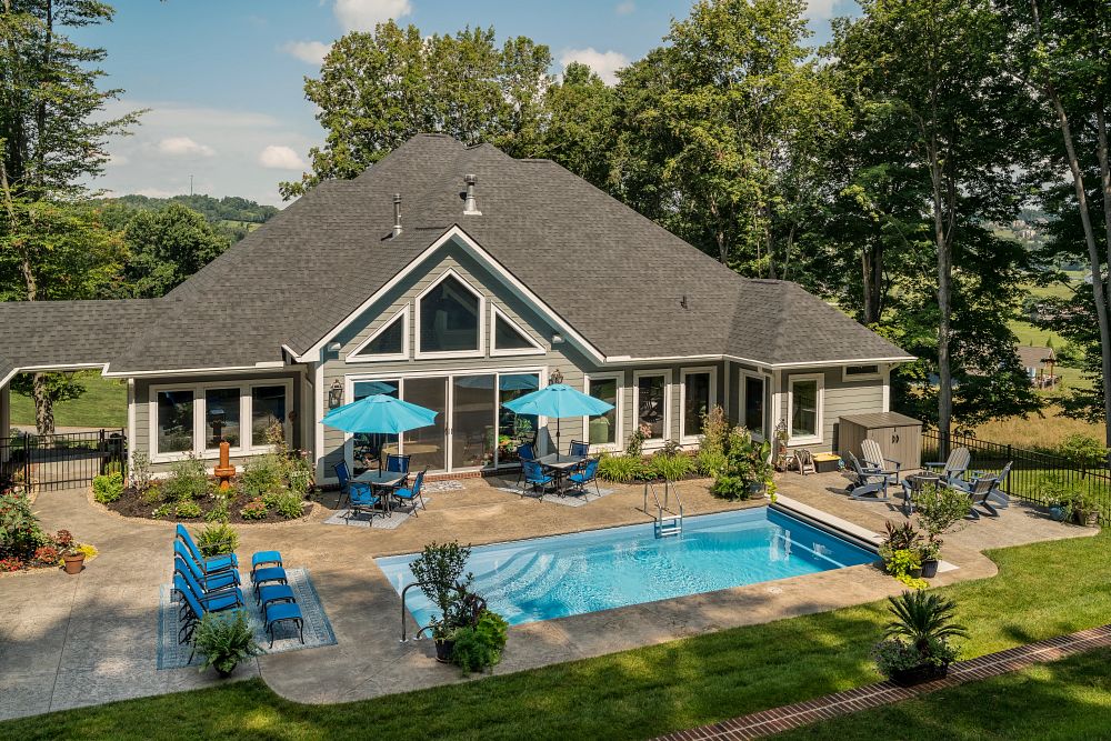 Latham Fiberglass Olympia 14 | Crystite Classic Sapphire Blue inground pool