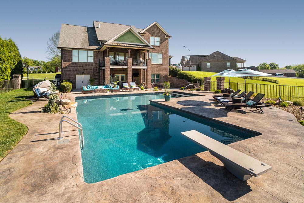 vinyl liner pool in a sloped Tennessee backyard
