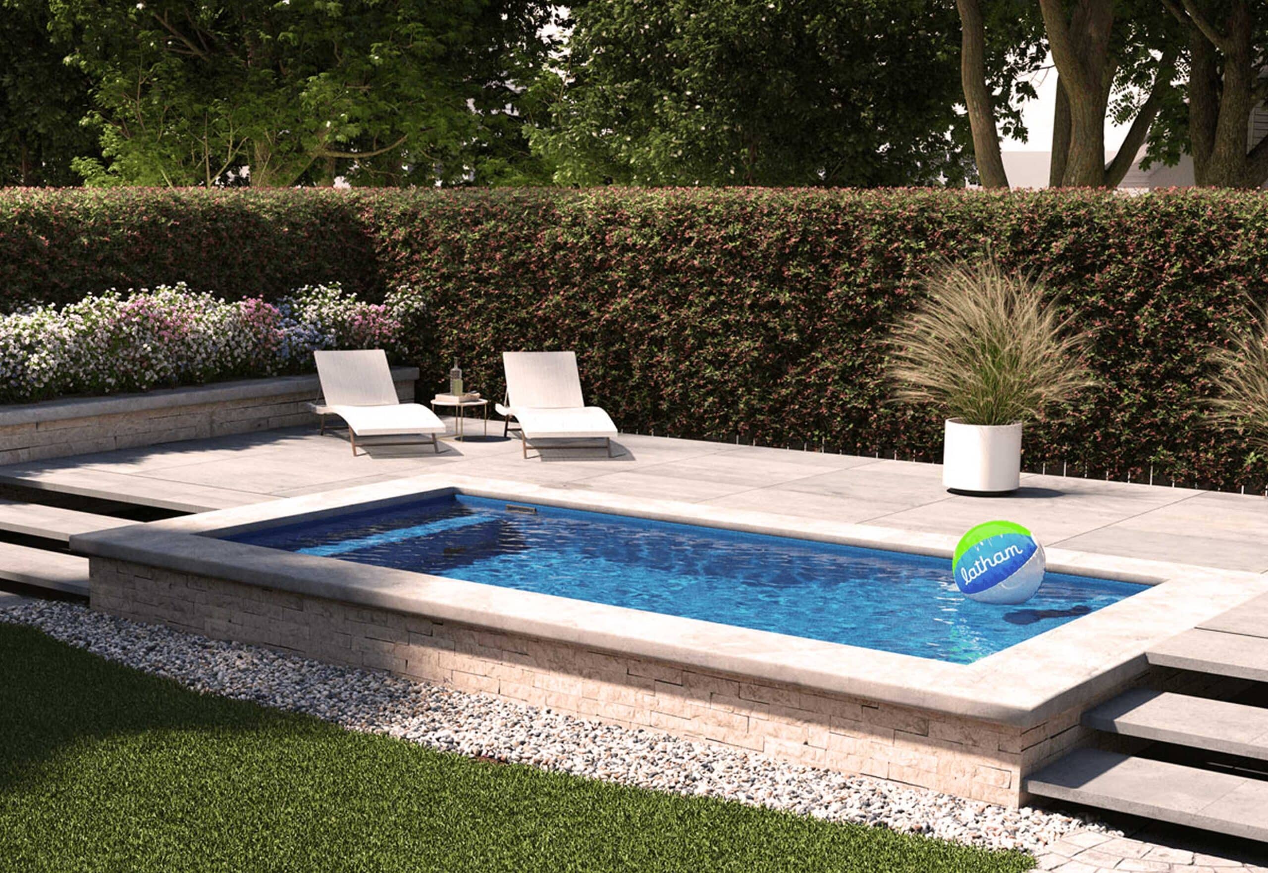 Cozy backyard with raised inground plunge pool